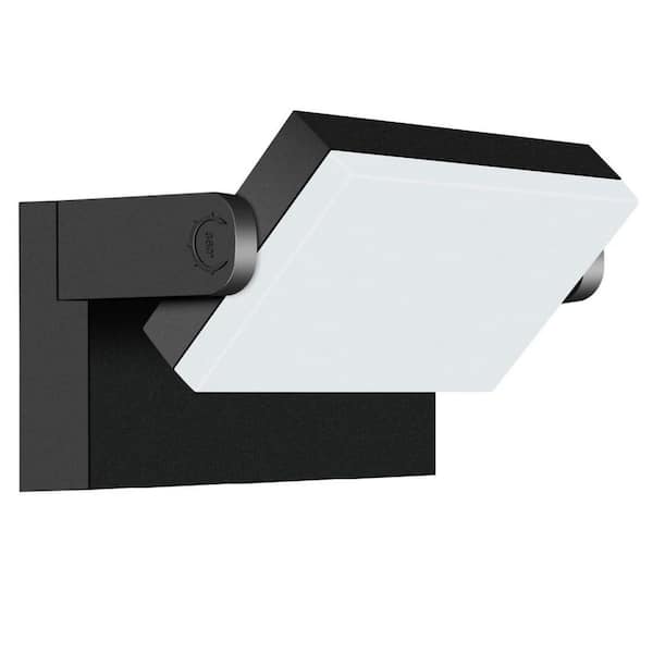 60W 5000K 110-Volt Black Plug-In Wall Mounted Integrated LED Landscape Flood Light w/ Adjustable Head Switch Control