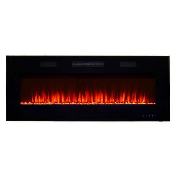 Premium 50 in. Front Venting Slim Wall-Mount Electric Fireplace Black