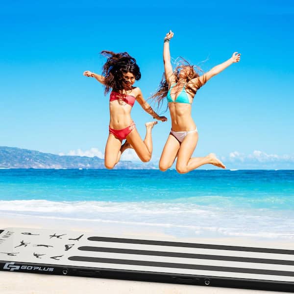 36 in. W x 120 in. L x 4 in. T Black and White PVC Inflatable Gym Flooring Mat 30 sq. ft.