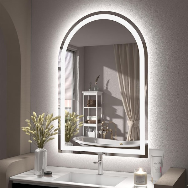 24 in. W x 36 in. H Arch Frameless Super Bright 192 LEDs/M Lighted Anti-Fog Tempered Glass Wall Bathroom Vanity Mirror