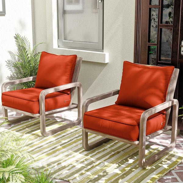 24 in. x 24 in. x 5 in. Square Outdoor Deep Seating Cushion Set Seat and Back Cushion for Chair and Sofa Orange
