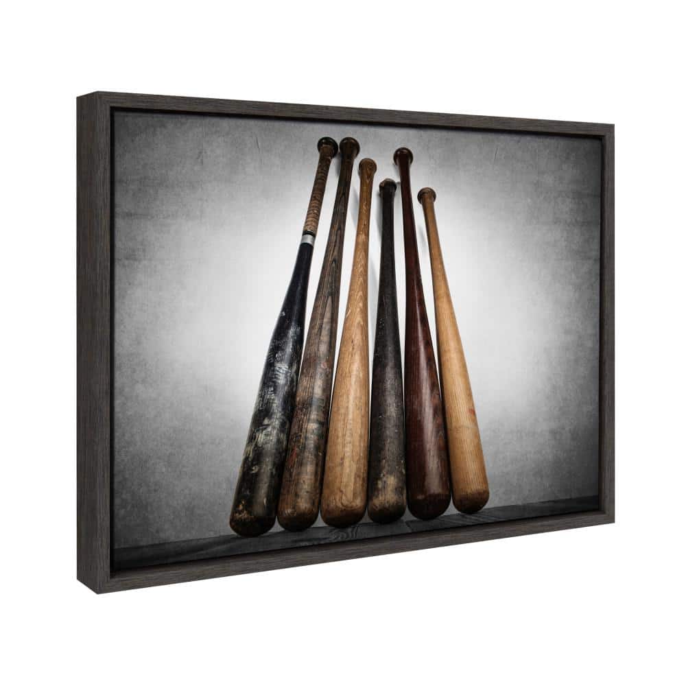 Vintage Baseball Bats Framed Canvas Wall Art for Kids