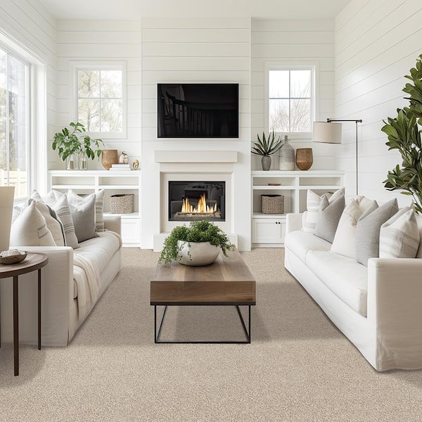 Plush Dreams II - Serene-Beige 12 ft. 53 oz. Triexta Texture Installed Carpet