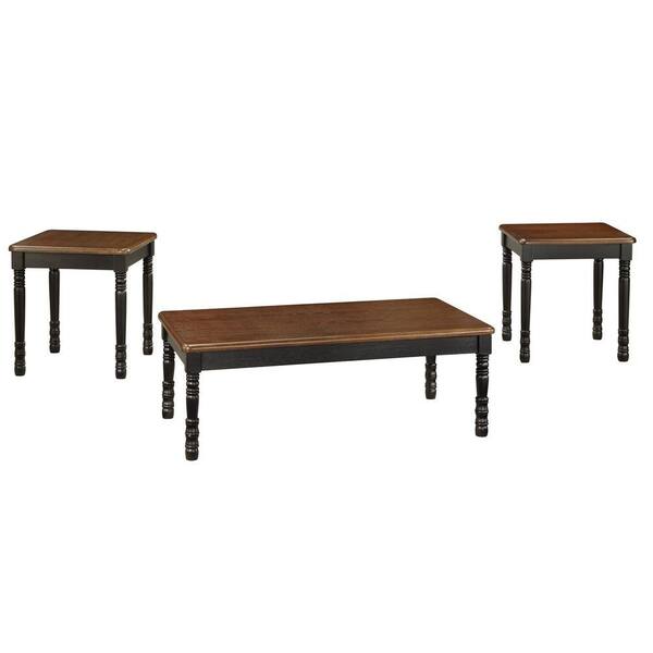 HomeSullivan Two Tone Antique Black Coffee Table with End Occasional Set (3-Piece)-DISCONTINUED