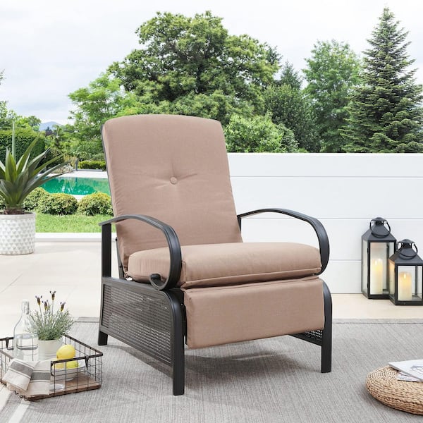 Cisvio Outdoor Recliner Adjustable Patio Reclining Lounge Chair with Olefin Cushion