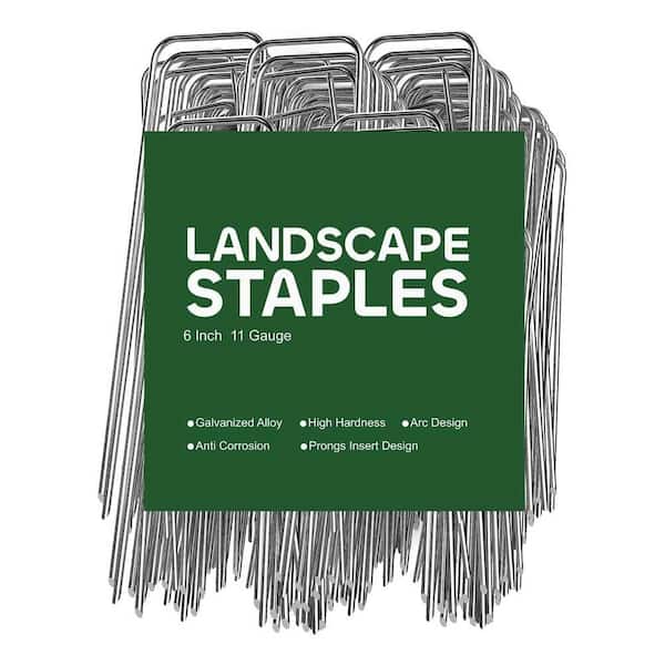.N/A 6 in. Galvanized Steel Garden Stakes, 100-Pack Heavy Duty Landscape Staples for Securing Fabric and Fences