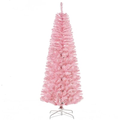 6 ft. Artificial Christmas Tree Holiday Xmas Pencil Tree Decoration with Automatic Open for Home Party, Pink