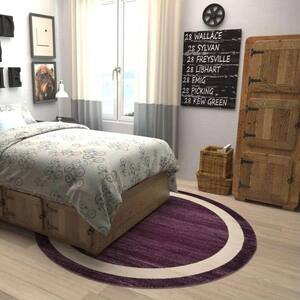 Purple Polypropylene 6 ft. x 6 ft. Solid Color Indoor Round Area Rug