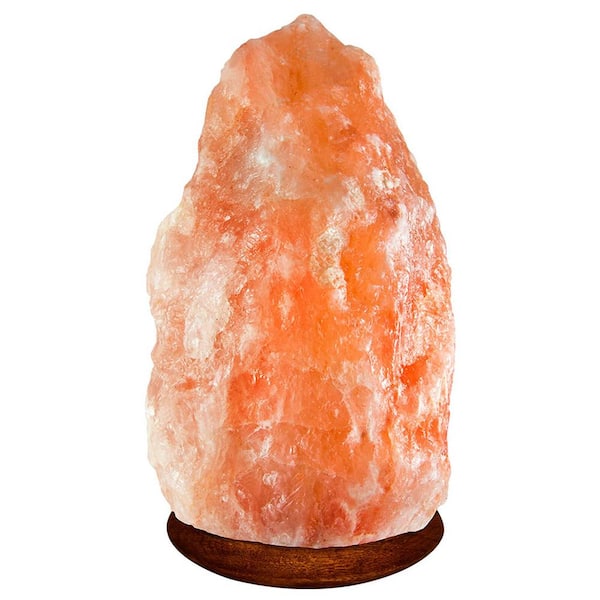 Fab Glass and Mirror Himalayan Crystal Rock Salt 8 in. Pink Natural Shape Salt Lamp 9-10 lb. (Large) with Wood Base Electric Wire and Bulb