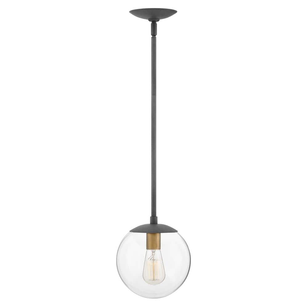 Aged Zinc Globe Pendant with Clear Glass - Mid-Century Modern