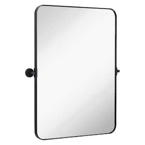 18 in. W x 28 in. H Rectangular Metal Framed Wall Pivot Mirror Bathroom Vanity Mirror in Black