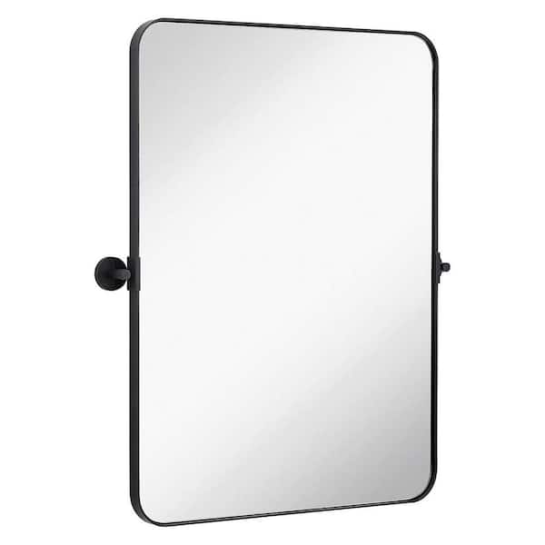 Unbranded 18 in. W x 28 in. H Rectangular Metal Framed Wall Pivot Mirror Bathroom Vanity Mirror in Black