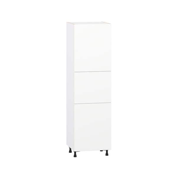 J COLLECTION Timberline 24 in. W x 24 in. D x 84.5 in. H Assembled Slab Pantry Kitchen Cabinet in Bright White with 4-Shelves