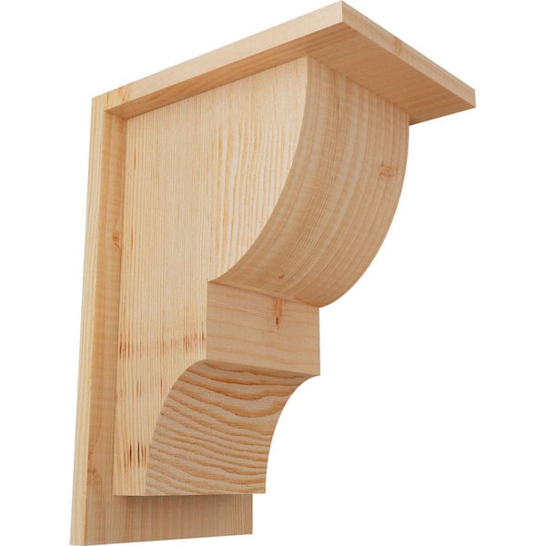 Ekena Millwork 7-1/2 in. x 10 in. x 14 in. Douglas Fir Ridgewood Smooth Corbel with Backplate