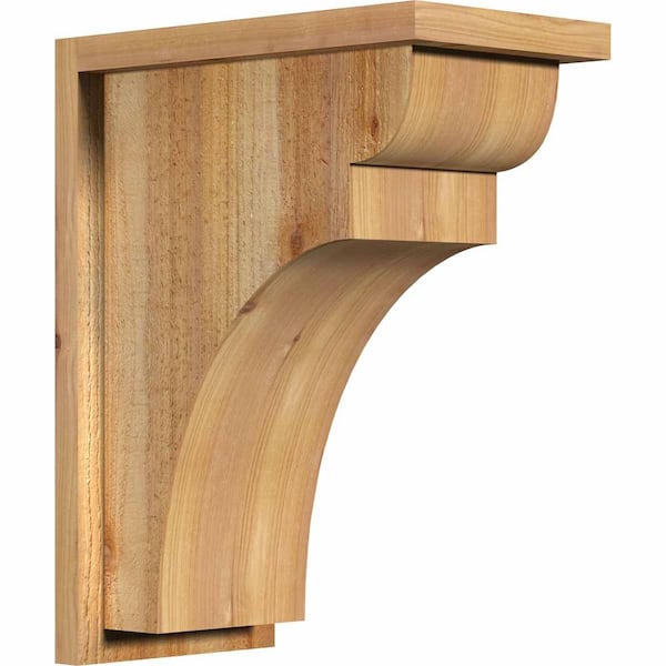 Ekena Millwork 8 in. x 14 in. x 18 in. Western Red Cedar Yorktown Rough Sawn Corbel with Backplate