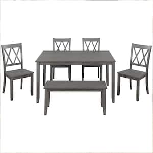 Ziera 6-Piece Rectangle Wood Top Gray Dining Table Set