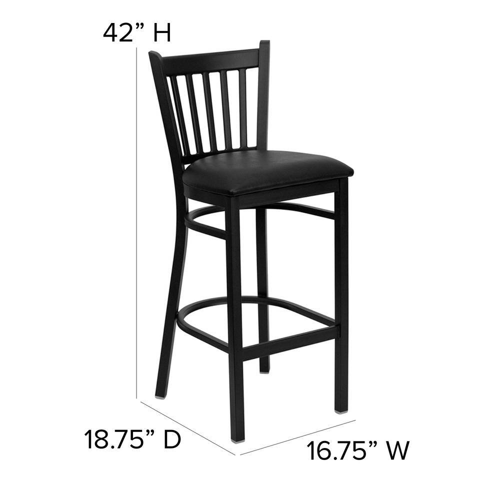 Hercules Series Chic Black Metal Barstool with Vinyl Seat