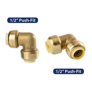 1/2 in. Brass 90-Degree Push-Fit Elbow Fitting (2-Pack)