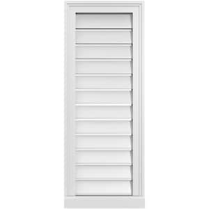14 in. x 36 in. Vertical Surface Mount PVC Gable Vent: Functional with Brickmould Sill Frame