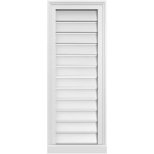 Ekena Millwork 14 in. x 36 in. Vertical Surface Mount PVC Gable Vent: Functional with Brickmould Sill Frame