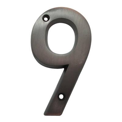 6 in. Aged Bronze Screw On House Number 9