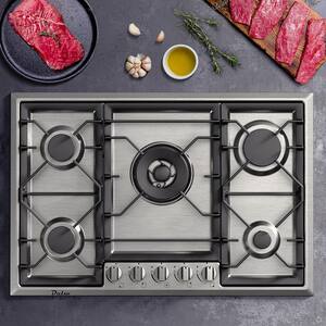 30 in. Gas Cooktop in Stainless Steel with 5 Burners