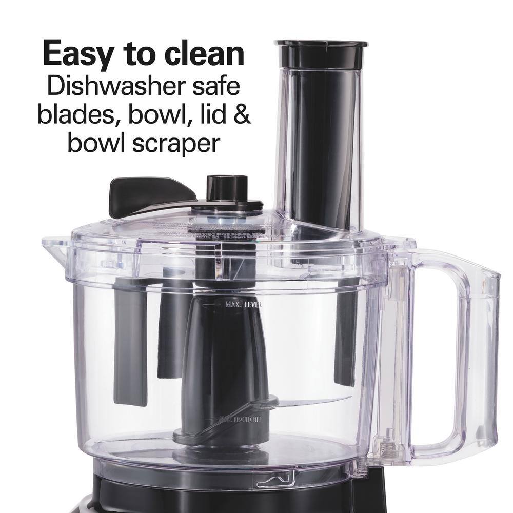 Hamilton Beach 8-Cup Black Food Processor with Bowl Scraper