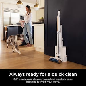 Wandvac Bagless Cordless HEPA Filter Stick Vacuum with Powerfins and Self-Empty Base in White