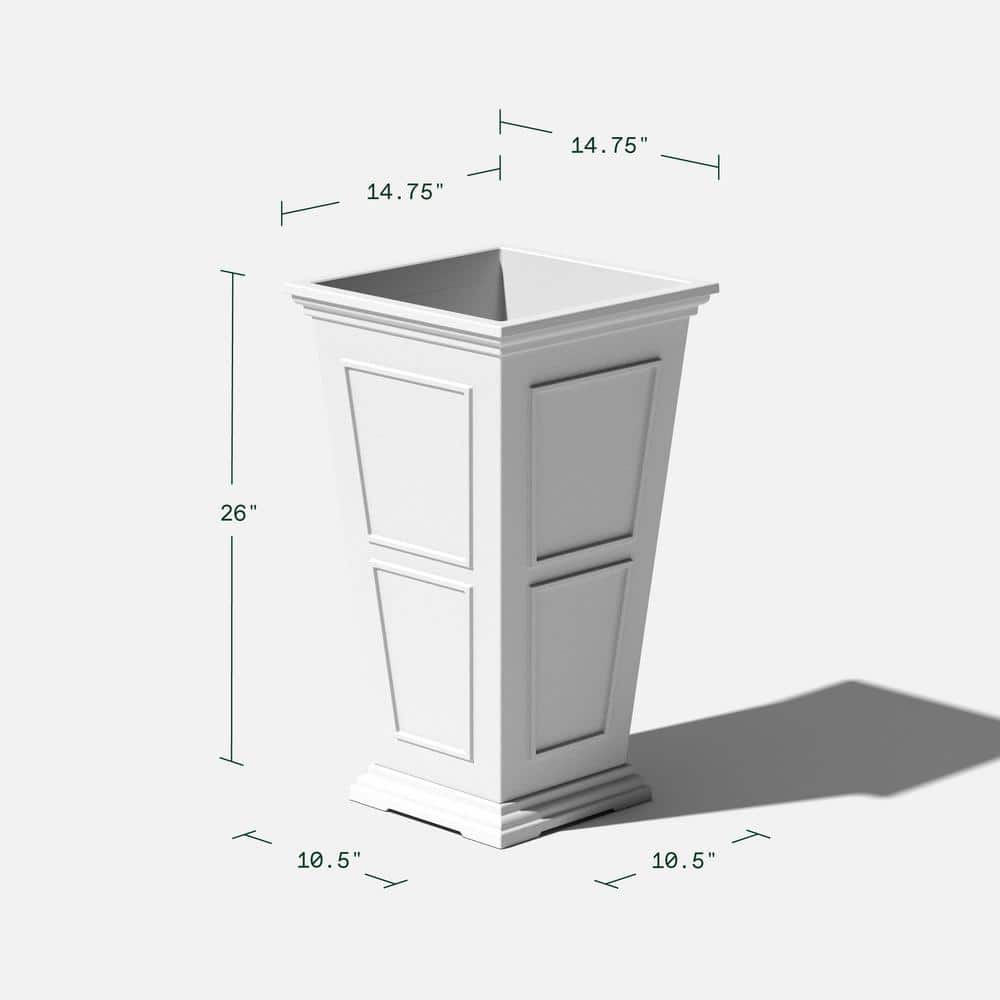 White Tall 26-inch Recycled Plastic Planter for Indoor/Outdoor Use