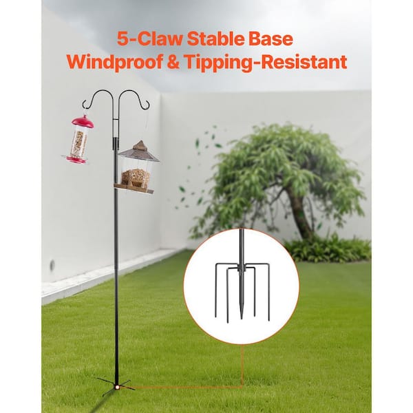 Blulu 34-55 Inch Adjustable Shepherds Hook With Base Indoor Outdoor