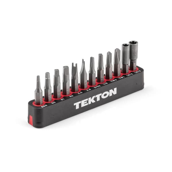 4 mm Security Bit Set with Rail, 12-Piece (Square, Spanner, Clutch, Tri-Wing, Line Head)