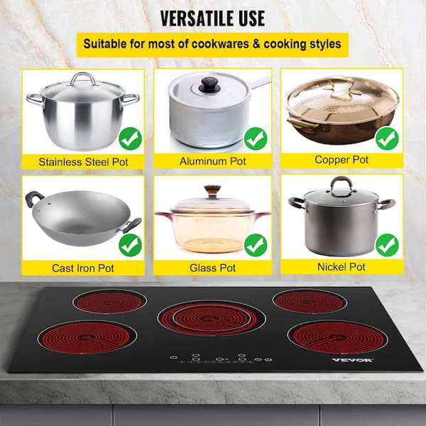 Electric Cooktop with 24 Inch Electric Stove Top 4 Burner 9 Heating Level  Knob Control Auto Shut Down Protection Hard Wired No Plug - China Electric  Cooktop and Electric Cooker price