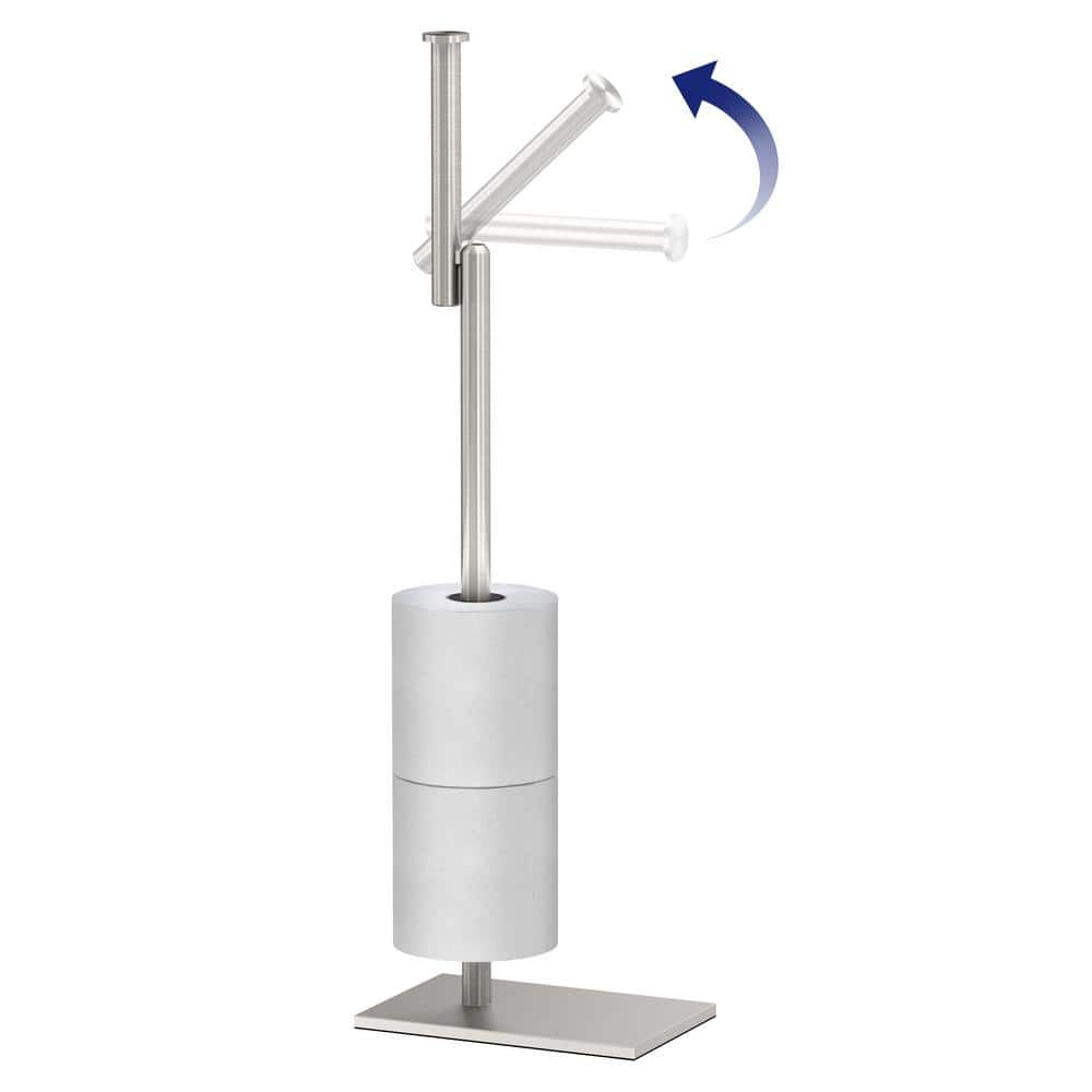 Satin Nickel Freestanding Toilet Paper Holder with Storage
