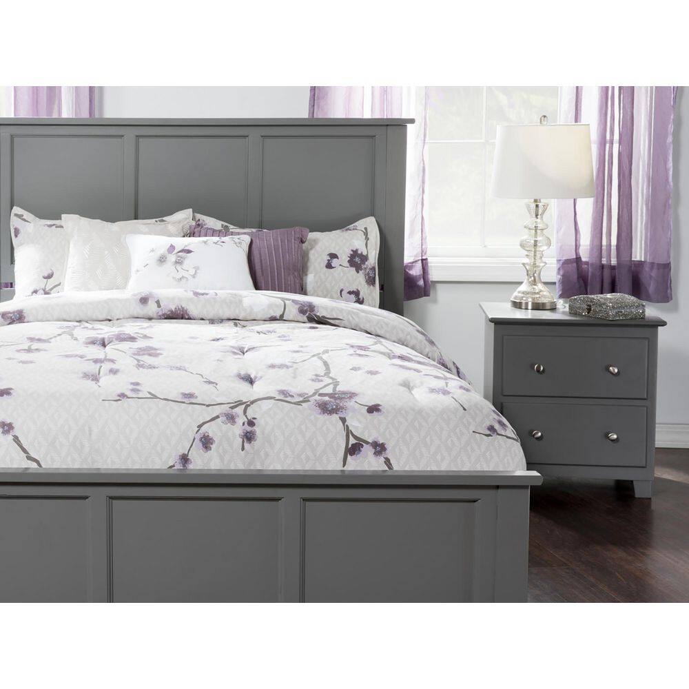 Madison Gray Queen Solid Wood Platform Bed with Headboard