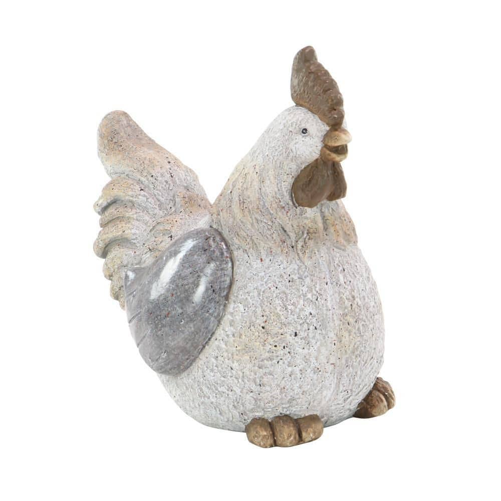 Gray Polystone Country Hen Garden Sculpture
