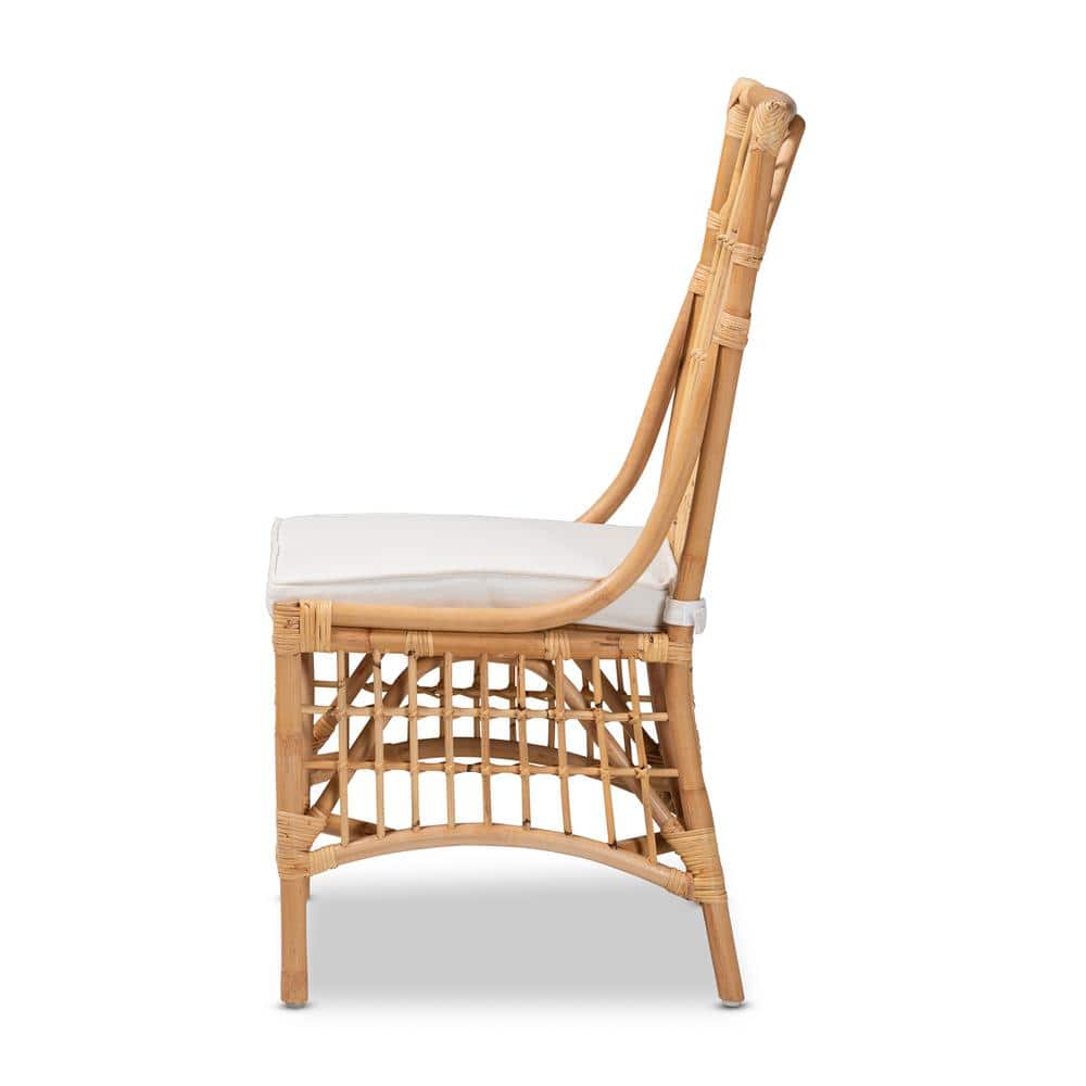 Serene White Cushioned Rattan & Cane Low Arm Chair
