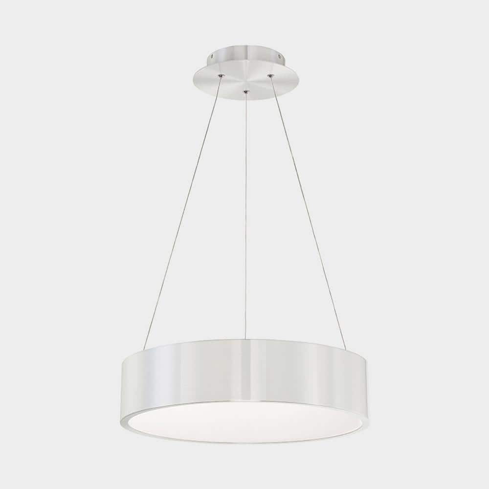 Corso Brushed Aluminum 18" LED Drum Pendant with Frosted Diffuser