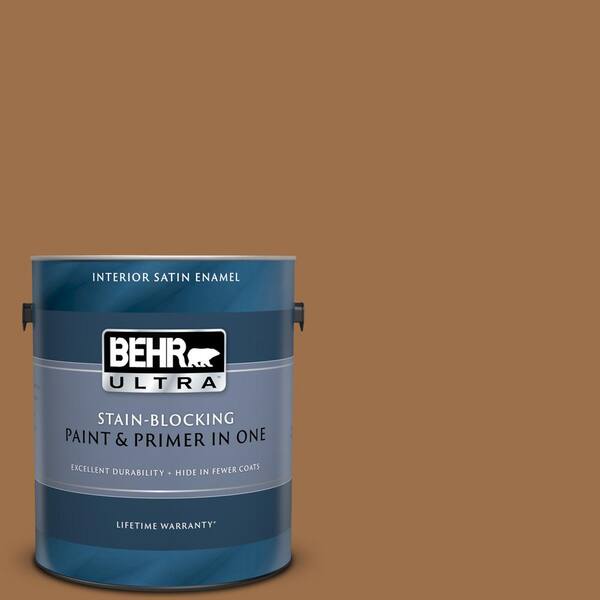 BEHR ULTRA 1 gal. #UL150-17 Olympic Bronze Satin Enamel Interior Paint and Primer in One