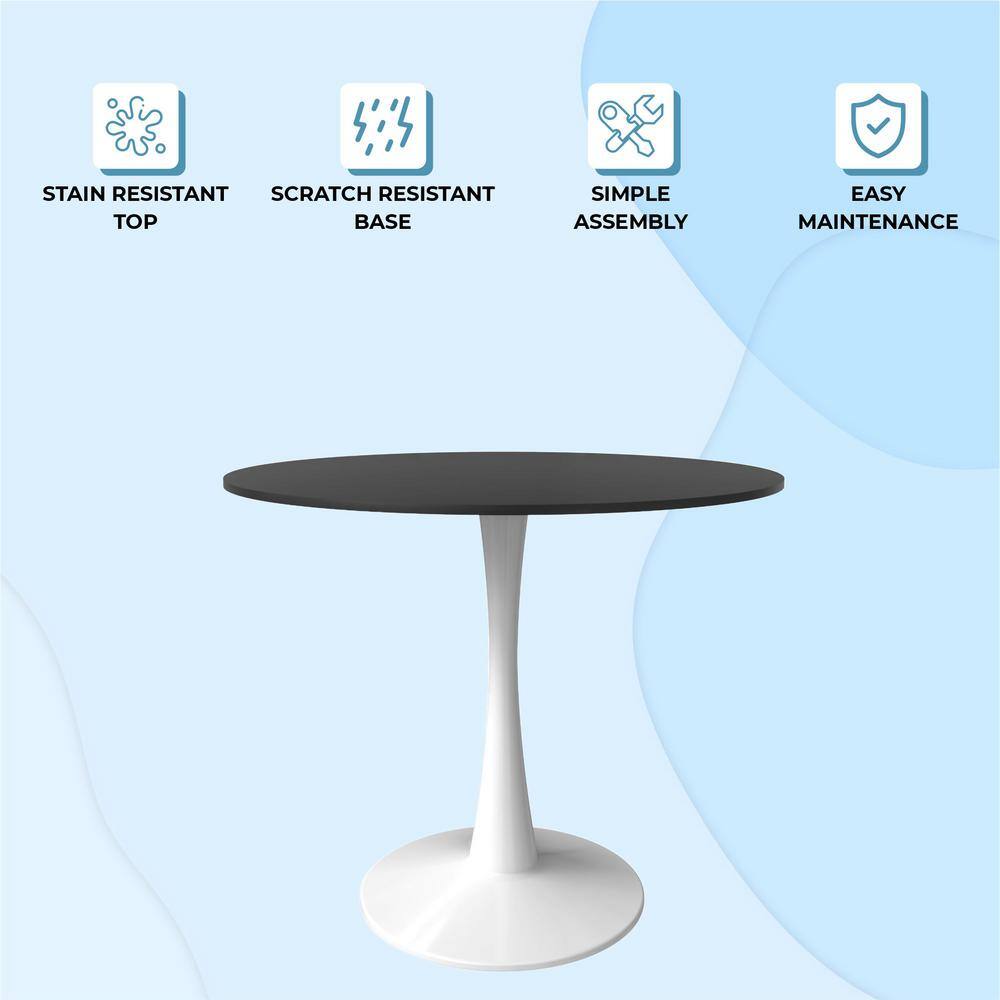 Bristol Mid-Century Modern Black and White Round Dining Table