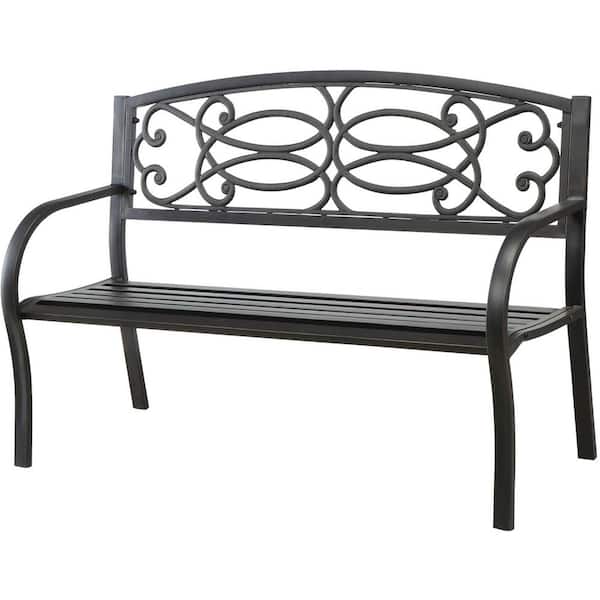 Venetian Worldwide Potter 50 in. 2-Person Black Outdoor Bench