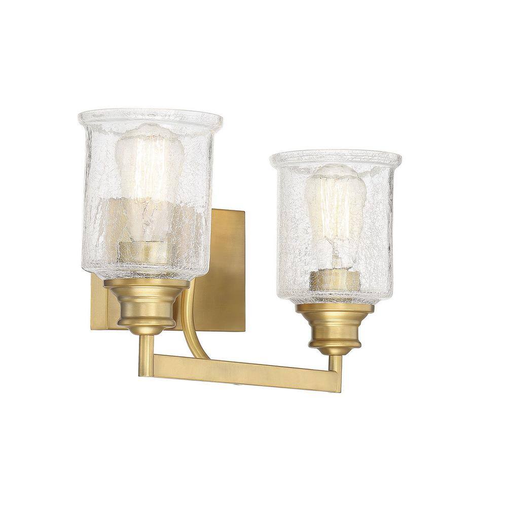 Hampton Colonial-Inspired Warm Brass 2-Light Bath Fixture