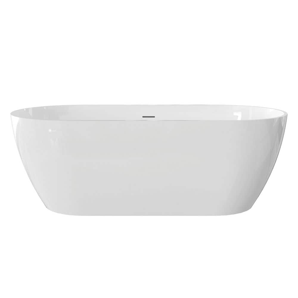 63 in. x 29.53 in. Freestanding Solid Surface Soaking Bathtub with Overflow and Pop-Up Drain in Glossy White price history on PriceWatchPro