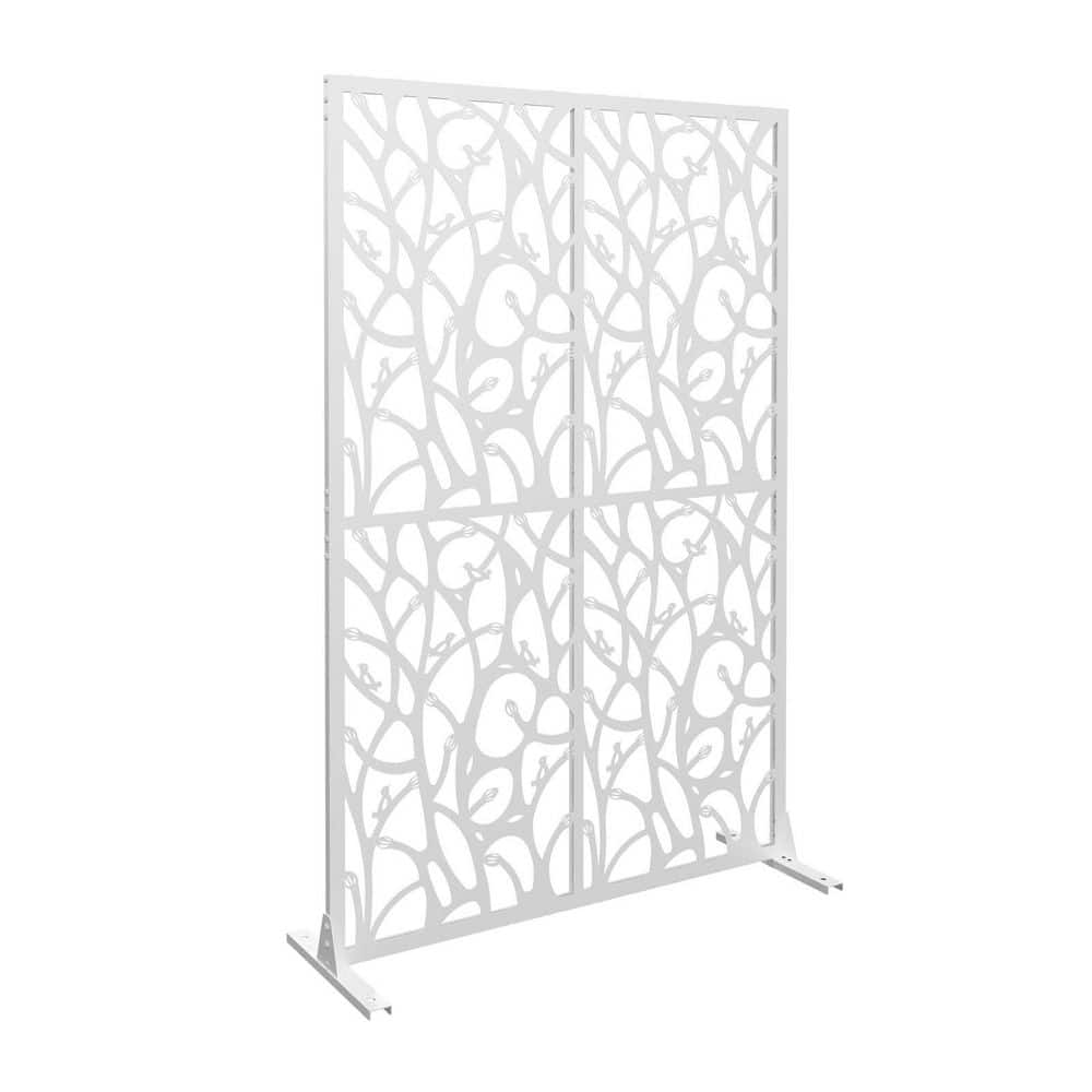 6 ft. H x 3.8 ft. W White Bird Shape Metal Privacy Screens Outdoor and Indo