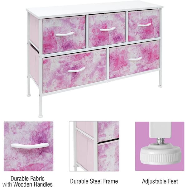 Sorbus 5 Drawers Chest Dresser - Tie-Dye Purple