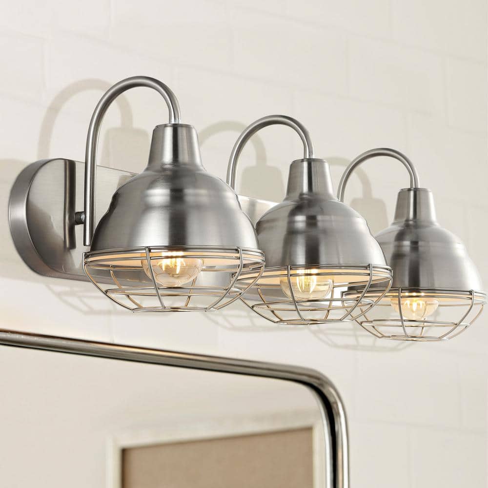 Levi Industrial Rustic 24.5" Nickel LED Vanity Light