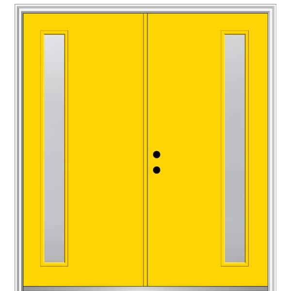 MMI DOOR 60 in. x 80 in. Viola Right Hand Inswing 1-Lite Frosted Painted Fiberglass Smooth Prehung Front Door on 6-9/16 in. Frame