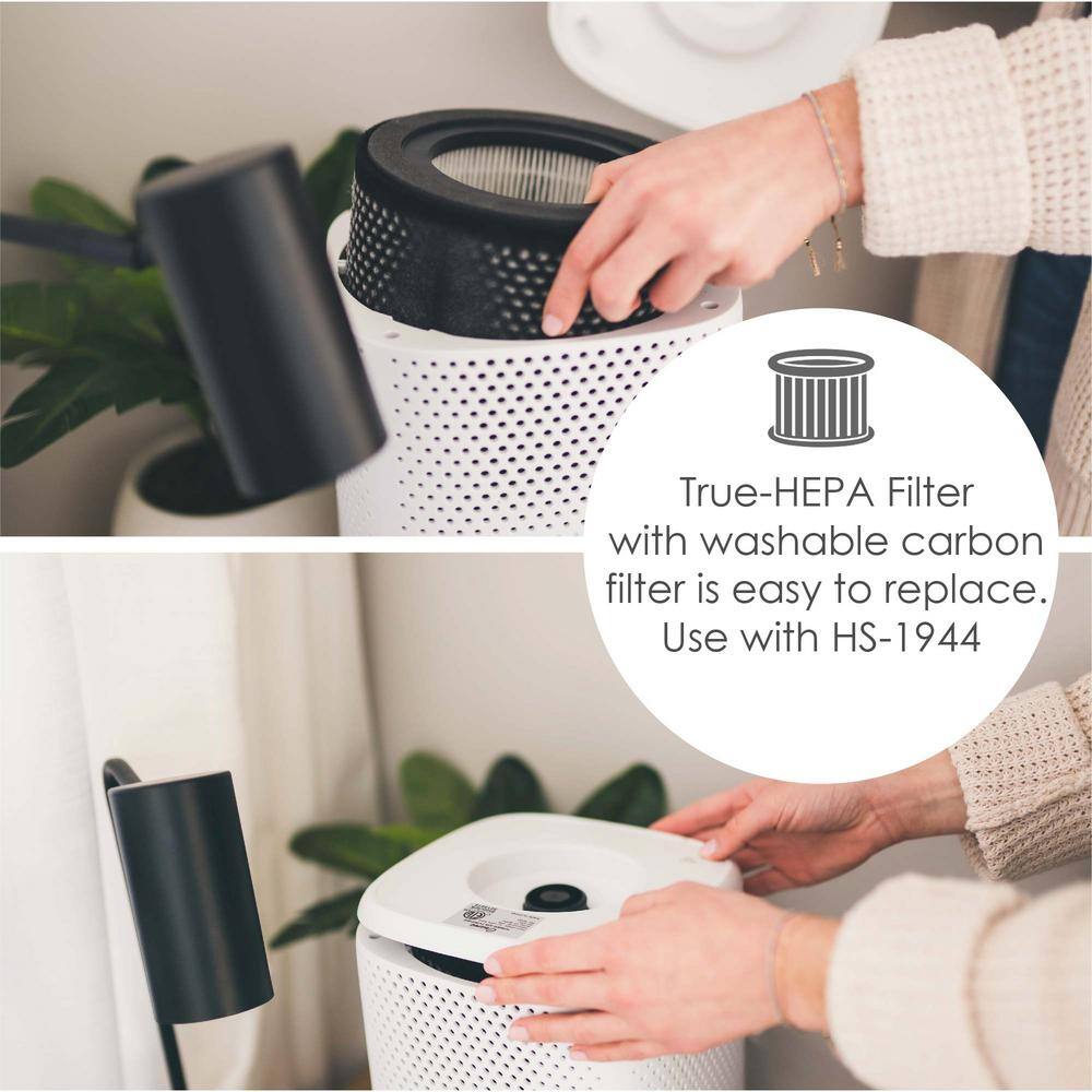 Crane White True HEPA Filter Tower Air Purifier