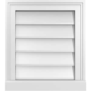 16 in. x 18 in. Vertical Surface Mount PVC Gable Vent: Decorative with Brickmould Sill Frame
