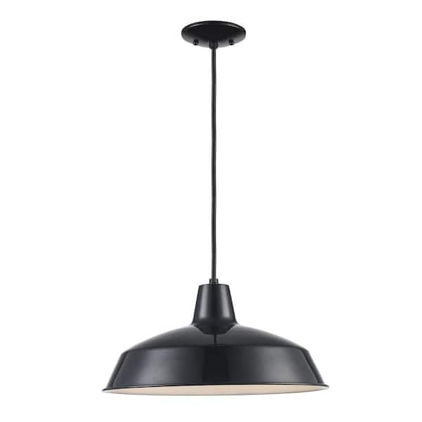 Sherman 1-Light Black Pendant Light Fixture with Metal Shade