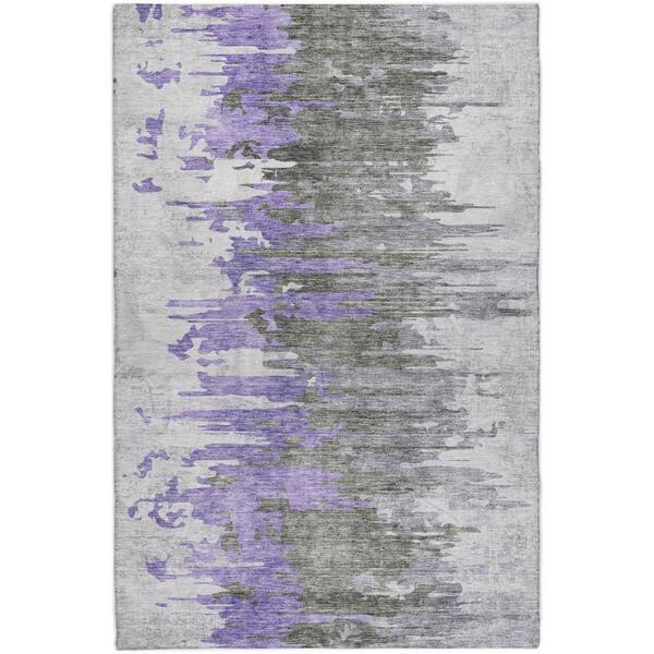 Dream Shag Premium Machine Washable Abstract ADS704 Purple 3 ft. x 5 ft. Area Rug
